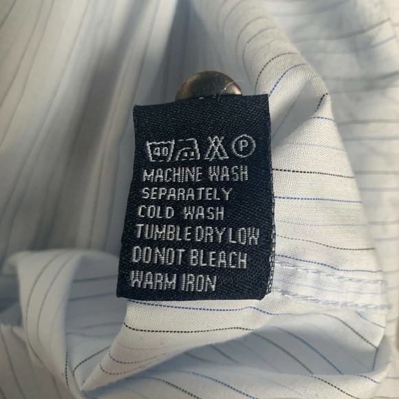 Level Ten Mens Medium Light Blue Striped Button Up Shirt Long Sleeve Graphic - Picture 10 of 11